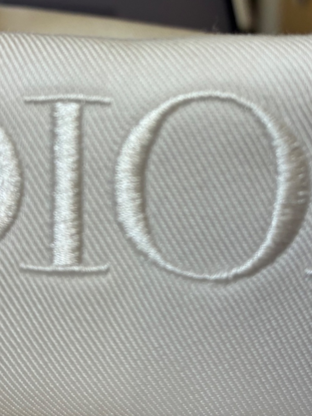 Dior Cream Denim & Gold Embroidered Pouch - Picture 2 of 4